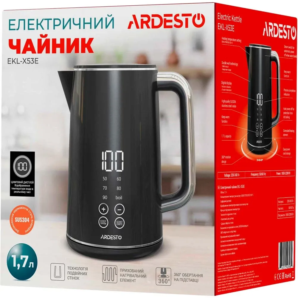 Електрочайник Ardesto Elegance EKL-X53E