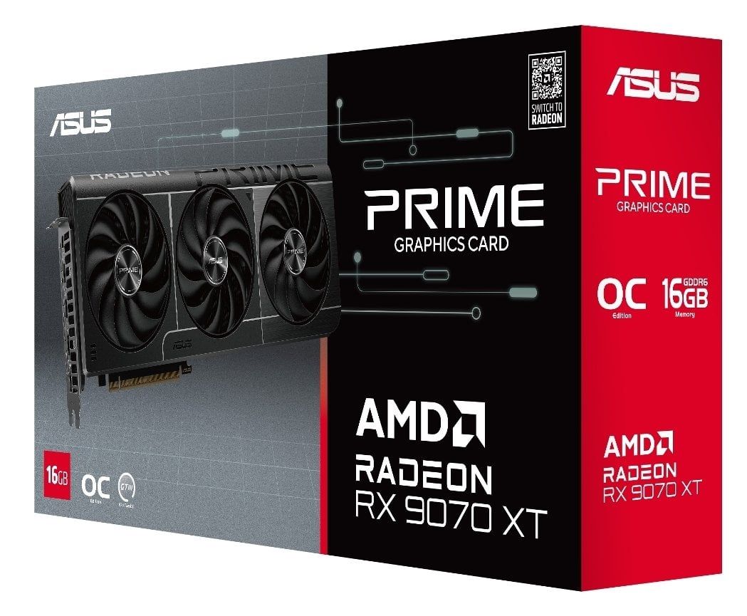 Відеокарта ASUS Radeon RX 9070 XT 16GB Prime OC (PRIME-RX9070XT-O16G)
