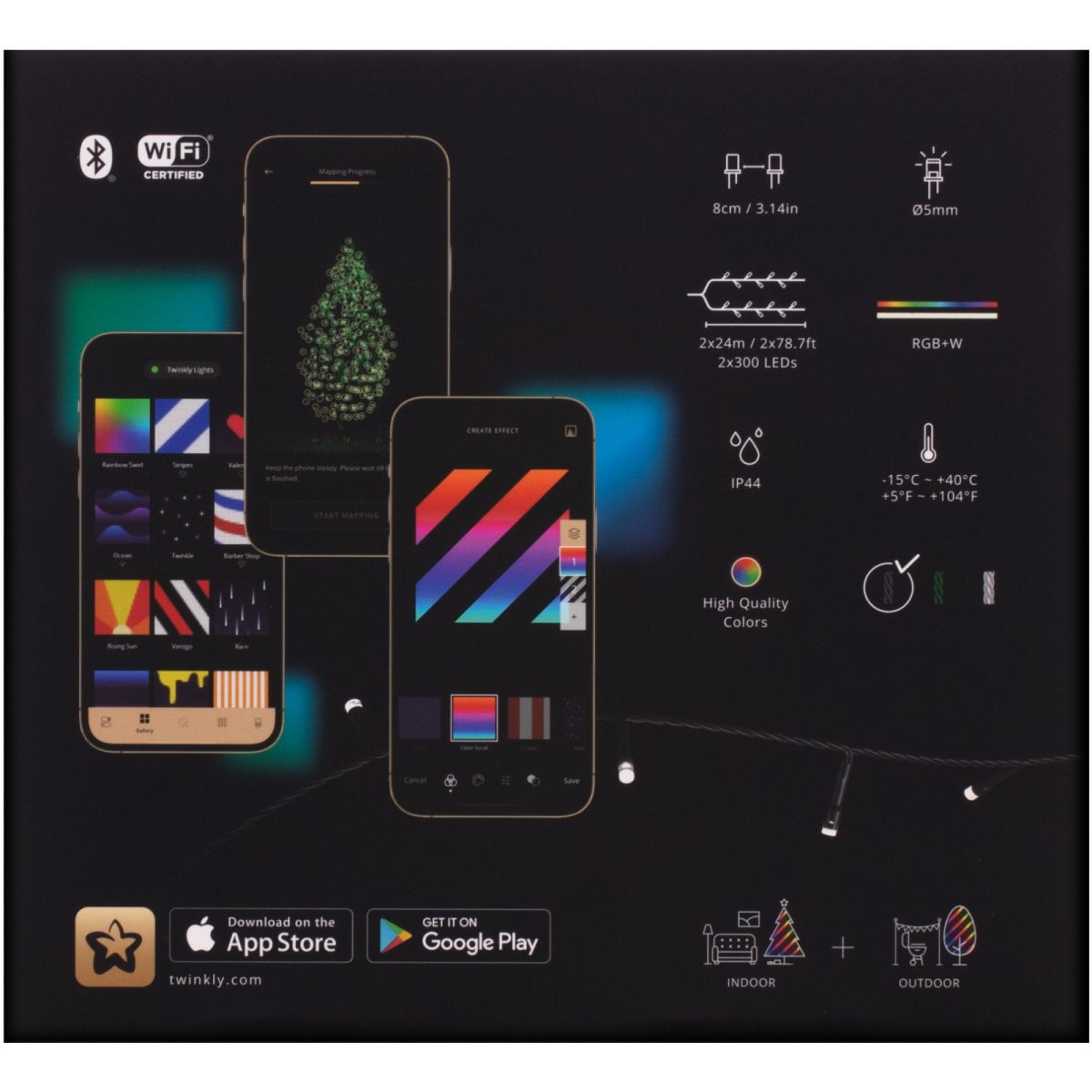 Гірлянда Smart LED Twinkly Strings RGBW 600 чорний (TWS600SPP-BEU)