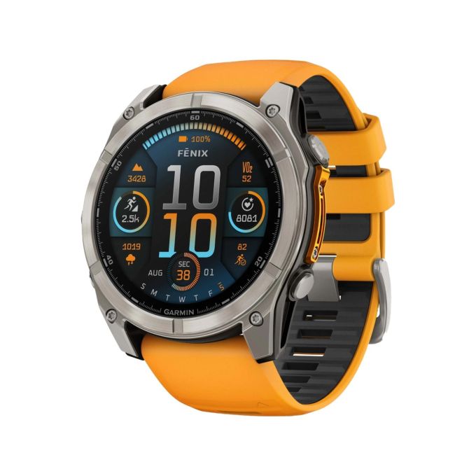 Смарт-годинник Garmin fenix 8 AMOLED 51mm Titanium with Spark Orange/Graphite Silicone Band (010-02905-11)