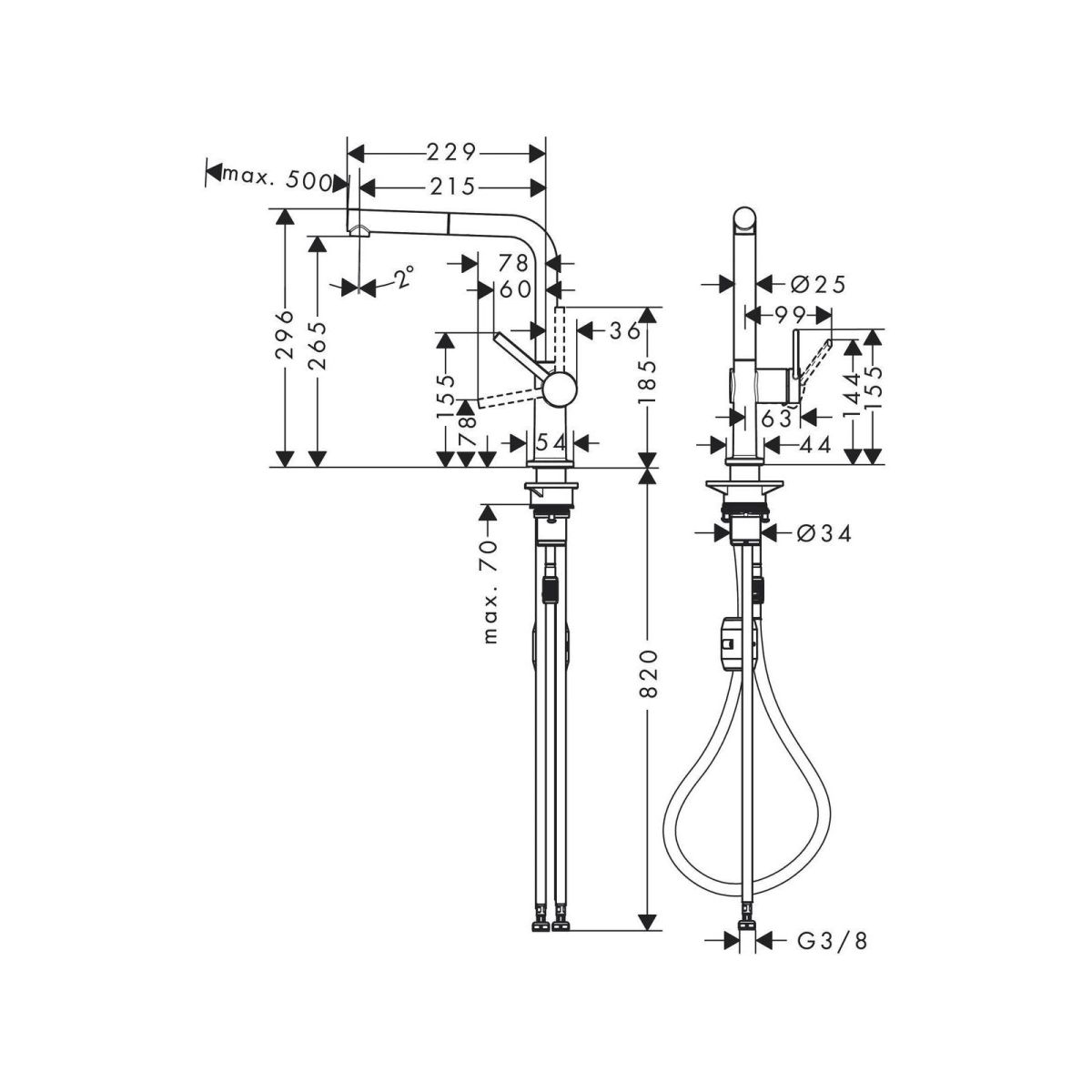 Змішувач для кухні Hansgrohe Talis M54 Сталь (72808800)