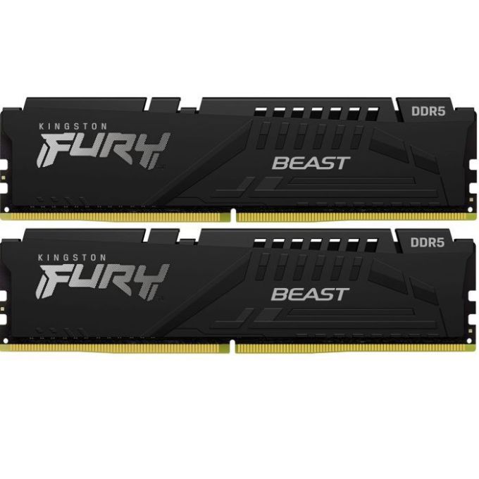Модуль пам'яті для комп'ютера DDR5 64GB (2x32GB) 6000 MHz Kingston Fury Beast Black XMP (KF560C30BBK2-64)