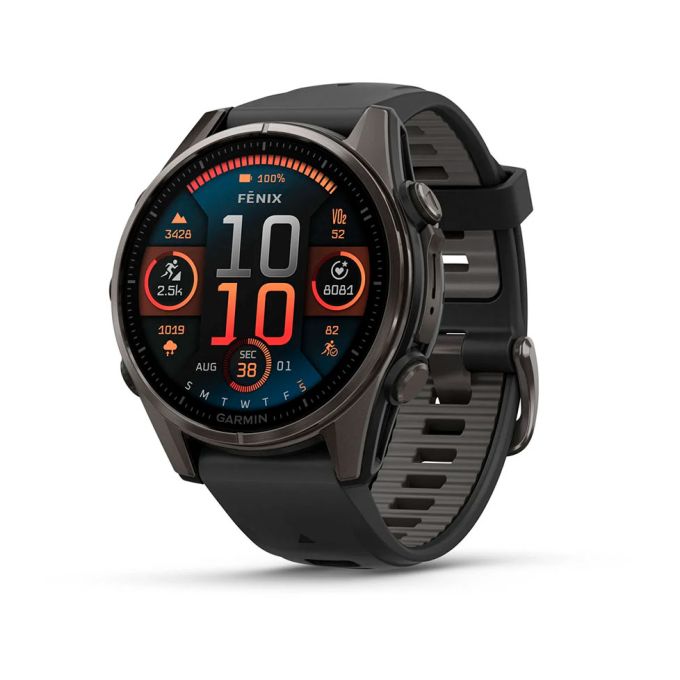 Смарт-годинник Garmin fenix 8 AMOLED 43mm Carbon Gray DLC Titanium with Black Pebble Gray Silicone Band (010-02903-21)
