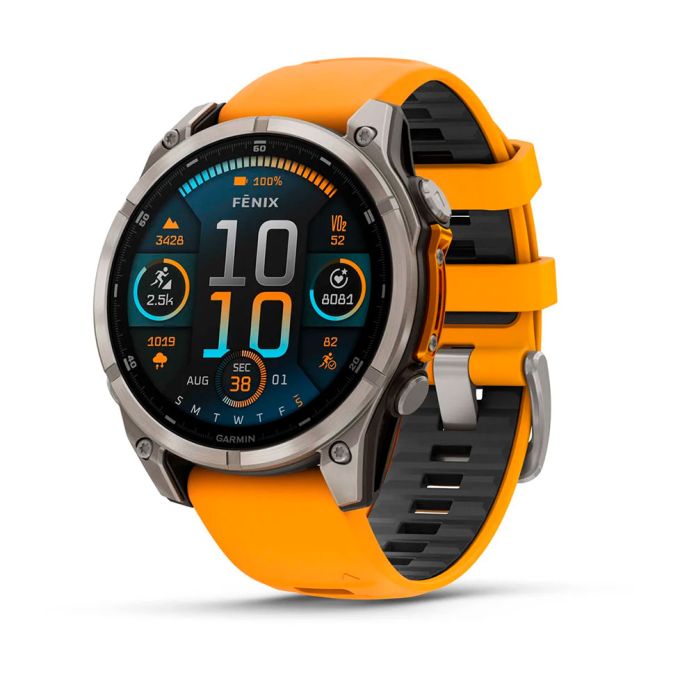 Смарт-годинник Garmin fenix 8 AMOLED 47mm Titanium with Spark Orange Graphite Silicone Band (010-02904-11)