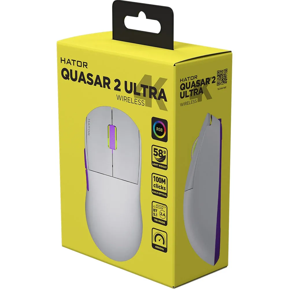 Мишка Hator Quasar 2 Ultra 4K Wireless White Lilac (HTM571WL)