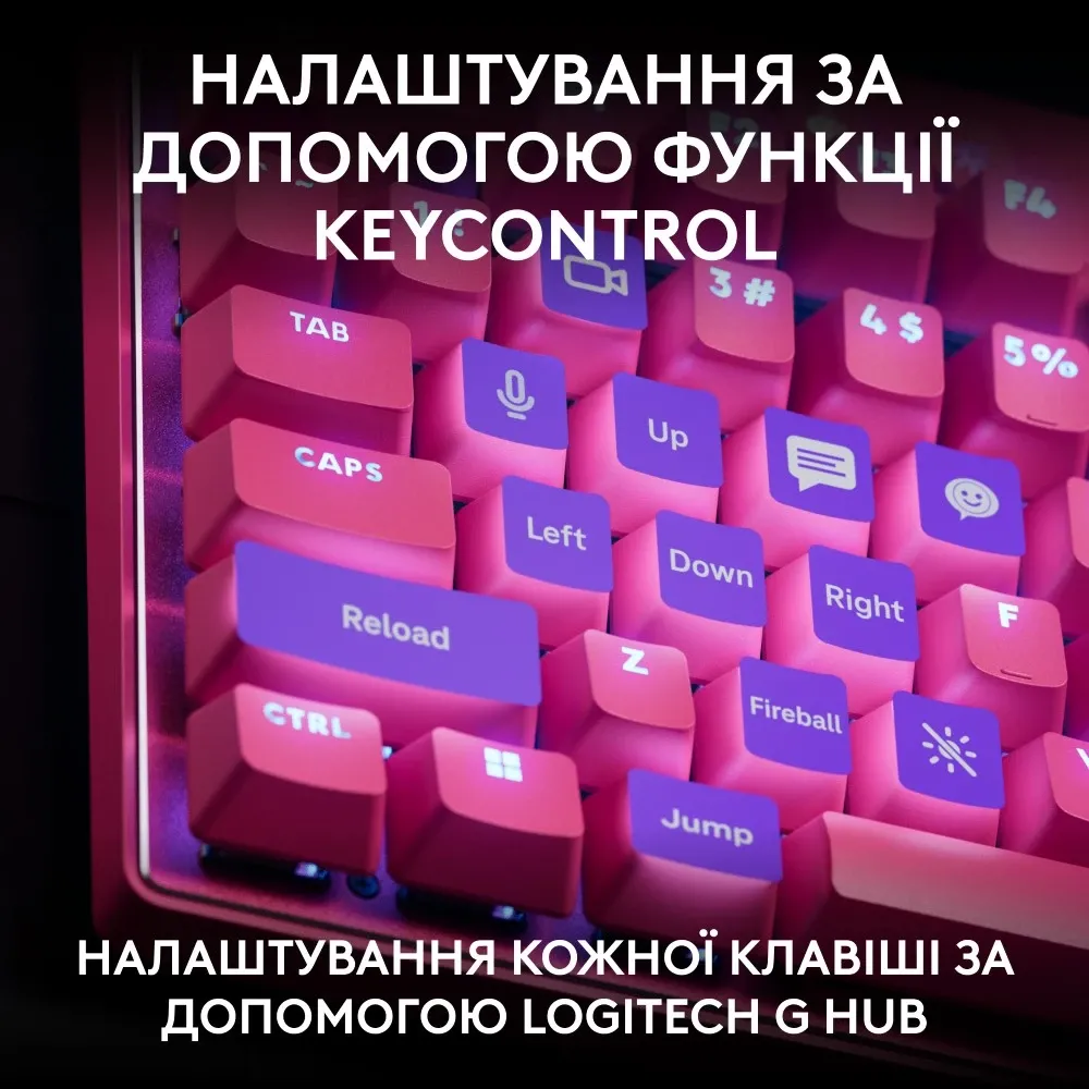Клавiатура Logitech G PRO X TKL Rapid Magenta (920-013253)